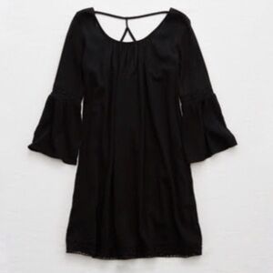 Aerie Black Boho Crochet Trim Dress Sz Lg